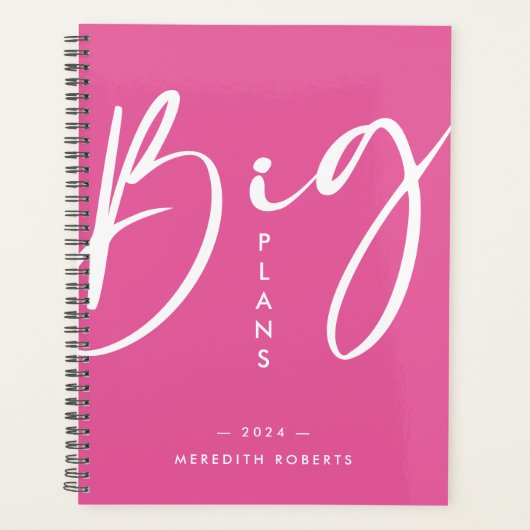 Calligraphy Hot Pink Big Plans 2024 Planner Planer (Vorderseite)