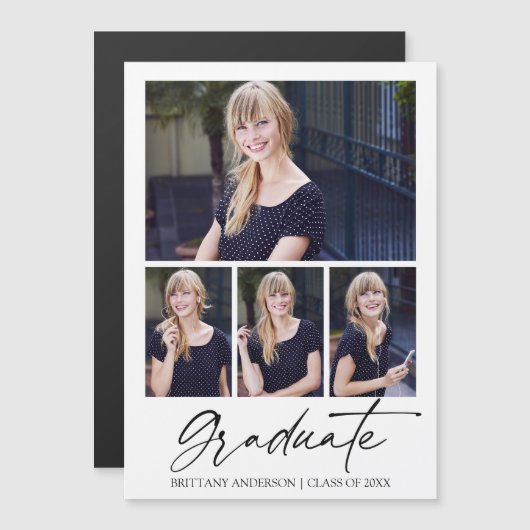 Calligraphy Ink Abschluss 4 Fotos Magnet-Karte Magnetkarte (Vorne/Hinten)