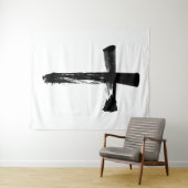 Calligraphy Ink Brush Cross - Modernes Crucifix Wandteppich (Beispiel (Horizontal))