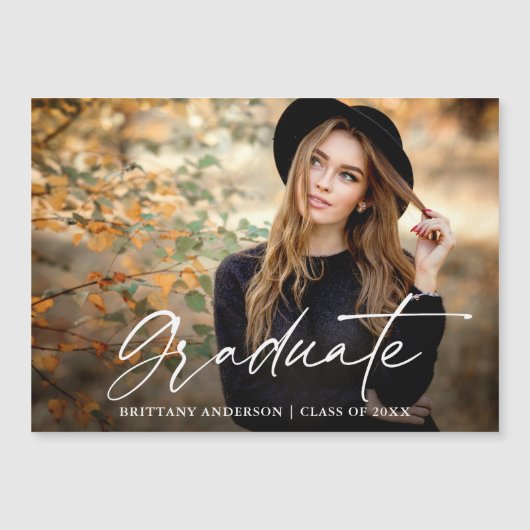 Calligraphy Ink Foto Abschluss Magnet Card (Vorderseite)