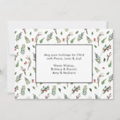 Calligraphy Ink Foto Weihnachtsgrün Berries Feiertagskarte (Rückseite)