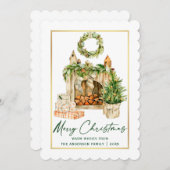 Calligraphy Ink Gold Frame Aquarell Weihnachten (Vorne/Hinten)