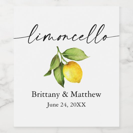 Calligraphy Ink Limoncello Watercolor Lemon Weinetikett (Einzelnes Label)