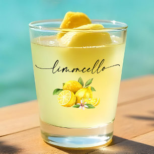 Calligraphy Ink Limoncello Watercolor Lemons Schnapsglas