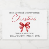 Calligraphy Ink Pen Christmas Red Bow Schaumweinetikett (Einzelnes Label)