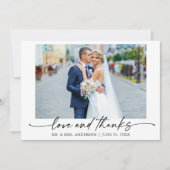 Calligraphy Ink Pen Liebe 4 Fotos Hochzeit Dankeskarte (Vorderseite)