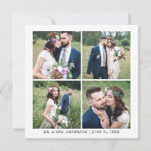 Calligraphy Ink Pen Liebe Wedding 5 Fotos Square Dankeskarte (Rückseite)