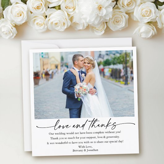 Calligraphy Ink Pen Liebe Wedding Foto Square Dankeskarte