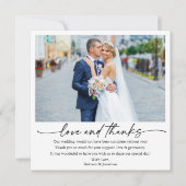 Calligraphy Ink Pen Liebe Wedding Foto Square Dankeskarte (Vorderseite)