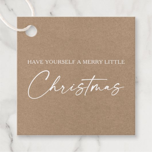 Calligraphy Ink Pen Minimalistisch Kraft Weihnacht Geschenkanhänger (Vorderseite)