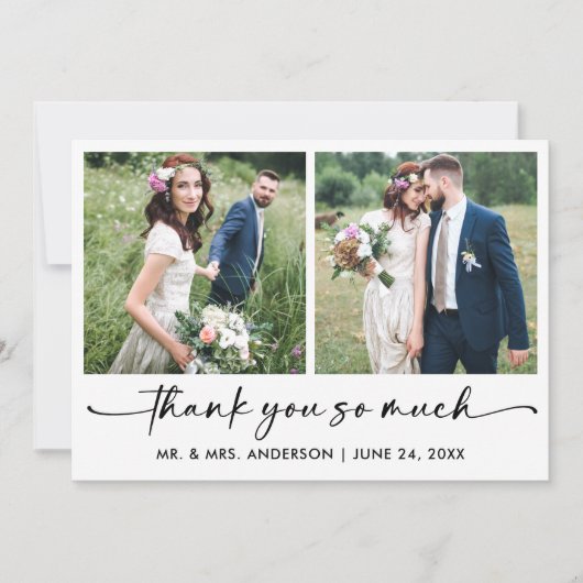 Calligraphy Ink Pen Script 2 Foto Wedding Dankeskarte (Vorderseite)