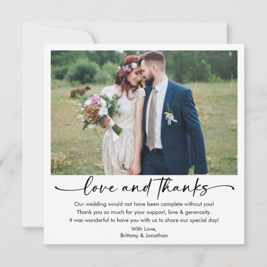 Calligraphy Ink Pen Script 5 Foto Wedding Square Dankeskarte (Vorderseite)