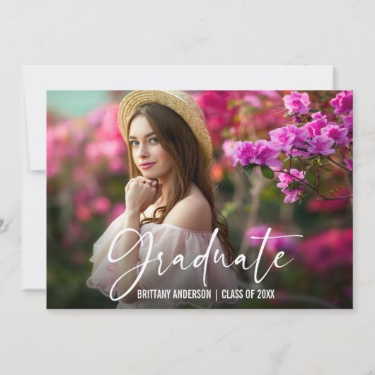 Calligraphy Ink Pen Script Foto Abschluss Ankündigung (Vorderseite)