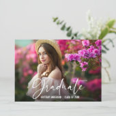 Calligraphy Ink Pen Script Foto Abschluss Ankündigung (Stehend Vorderseite)