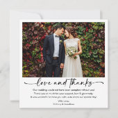 Calligraphy Ink Pen Script Foto Wedding Square Dankeskarte (Vorderseite)