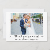 Calligraphy Ink Pen Script Foto Wedding Vielen Dan Dankeskarte (Vorderseite)