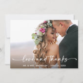 Calligraphy Ink Pen Script Liebe Wedding Foto Dankeskarte (Vorderseite)