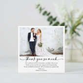 Calligraphy Ink Pen Script Wedding Foto Square Dankeskarte (Stehend Vorderseite)