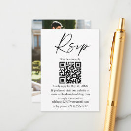 Calligraphy Ink Script Foto Wedding QR UAWG  Begleitkarte