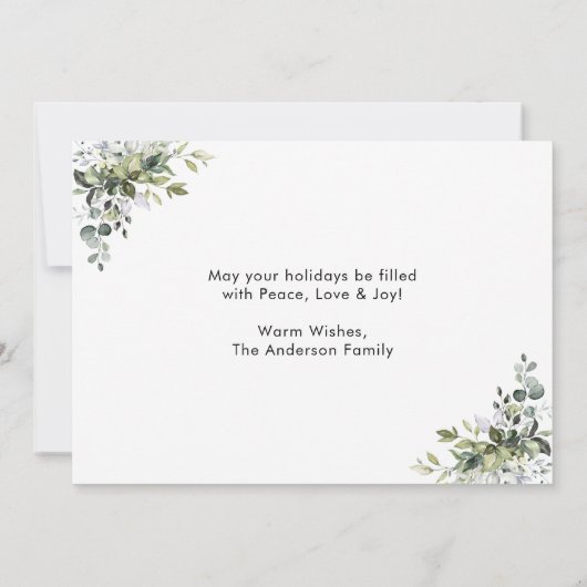 Calligraphy Ink Script Greenery Foto Weihnachten (Rückseite)