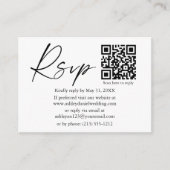 Calligraphy Ink Script QR Foto Wedding RSVP Begleitkarte (Vorderseite)