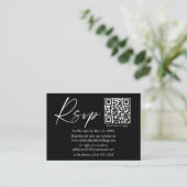 Calligraphy Ink Script QR Wedding Black UAWG Begleitkarte (Stehend Vorderseite)