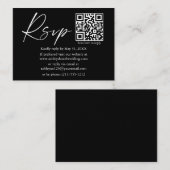 Calligraphy Ink Script QR Wedding Black UAWG Begleitkarte (Vorne/Hinten)