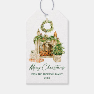 Calligraphy Ink Script Watercolor Weihnachten Geschenkanhänger