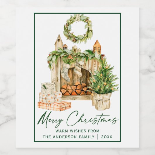 Calligraphy Ink Script Watercolor Weihnachten Weinetikett (Einzelnes Label)