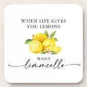 Calligraphy Ink Watercolor Lemons Limoncello Getränkeuntersetzer (Vorderseite)