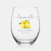 Calligraphy Ink Watercolor Lemons Limoncello Weinglas Ohne Stiel (Vorderseite)