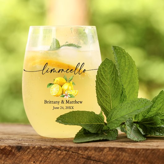 Calligraphy Ink Watercolor Lemons Limoncello Weinglas Ohne Stiel