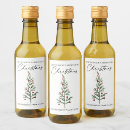 Calligraphy Ink Watercolor Weihnachtsbaum Mini Weinetikett