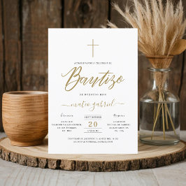 Calligraphy Invitacion De Bautizo Para Niño Gold Einladung