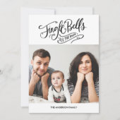 Calligraphy Jingle Bells Christmas Foto Card Einladung (Vorderseite)