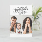 Calligraphy Jingle Bells Christmas Foto Card Einladung (Stehend Vorderseite)