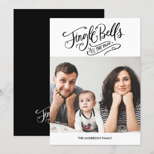 Calligraphy Jingle Bells Christmas Foto Card Einladung