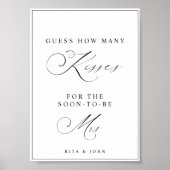 Calligraphy Kisses für Mrs. Brautparty Game Sign Poster (Vorne)