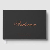 Calligraphy Last Name Dark Gray Wedding Gästebuch (Vorderseite)