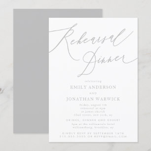 Calligraphy Light Gray Classic Wedding Probe Einladung
