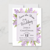 Calligraphy Lilacs Lavender Wedding Speichern Sie  Magneteinladung (Vorderseite)