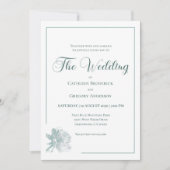 Calligraphy Line Art Sage Green Floral Wedding  Einladung (Vorderseite)