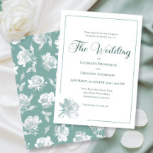 Calligraphy Line Art Sage Green Floral Wedding
