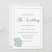Calligraphy Line Art Sage Green Floral Wedding Einladung (Vorderseite)