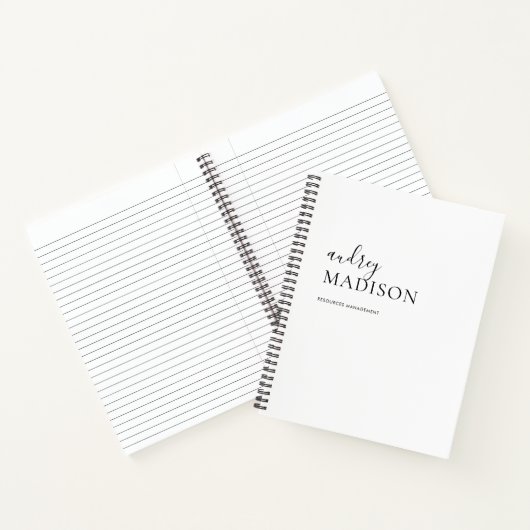 Calligraphy Luxury Minimalistisch White Notebook Notizblock (Innenseite)