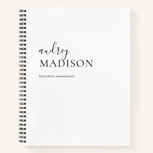 Calligraphy Luxury Minimalistisch White Notebook Notizblock (Vorderseite)