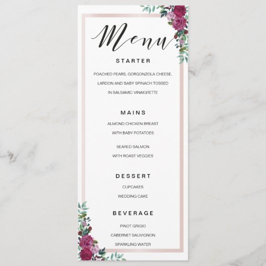 Calligraphy Menu Aquarellbild Menükarte (Vorderseite)