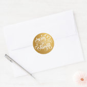 Calligraphy Merry & Bright Lux Gold Foil Runder Aufkleber (Umschlag)