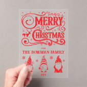 Calligraphy Merry Christmas Gnomes Familie Gruß Acryleinladungen (Insitu (Handheld))