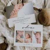 Calligraphy Minimal Foto Baby Announcement Card Dankeskarte